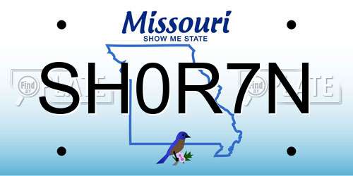 SH0R7N Missouri License Plate