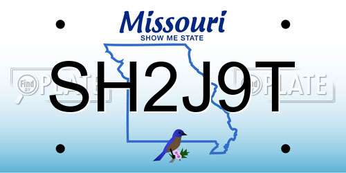 SH2J9T Missouri License Plate
