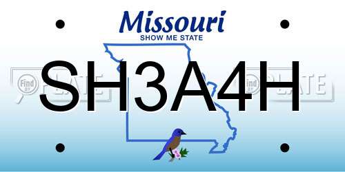 SH3A4H Missouri License Plate