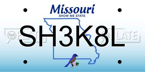 SH3K8L Missouri License Plate