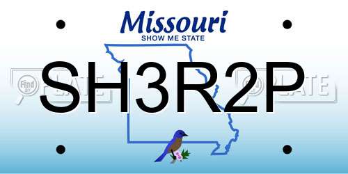 SH3R2P Missouri License Plate