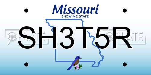 SH3T5R Missouri License Plate