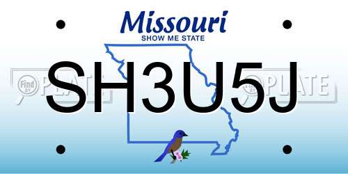 SH3U5J Missouri License Plate
