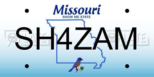 SH4ZAM Missouri License Plate