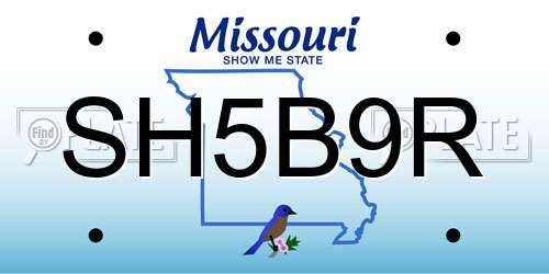 SH5B9R Missouri License Plate