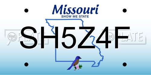 SH5Z4F Missouri License Plate