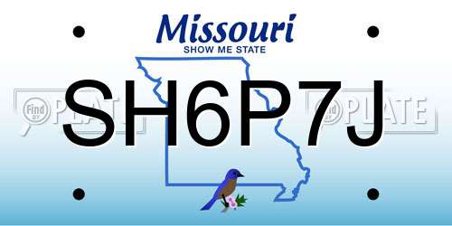 SH6P7J Missouri License Plate