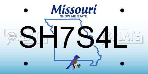 SH7S4L Missouri License Plate