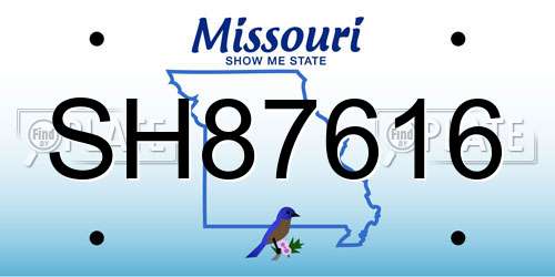 SH87616 Missouri License Plate