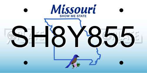 SH8Y855 Missouri License Plate