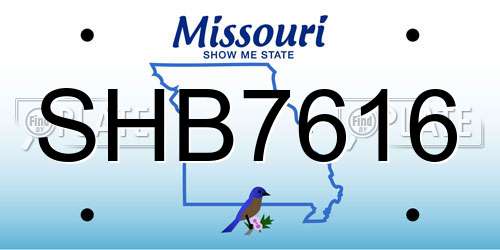 SHB7616 Missouri License Plate