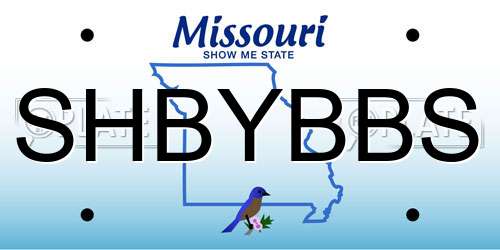 SHBYBBS Missouri License Plate