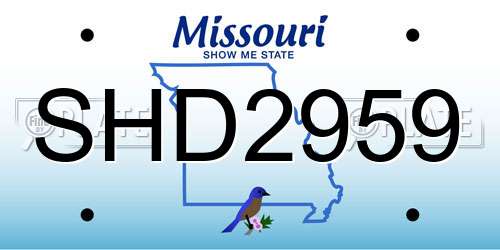 SHD2959 Missouri License Plate
