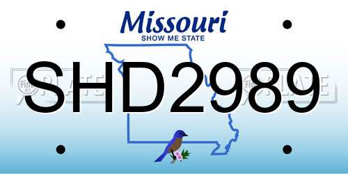 SHD2989 Missouri License Plate