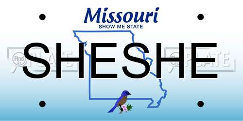 SHESHE Missouri License Plate