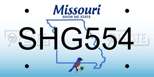 SHG554 Missouri License Plate