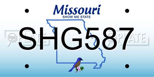 SHG587 Missouri License Plate