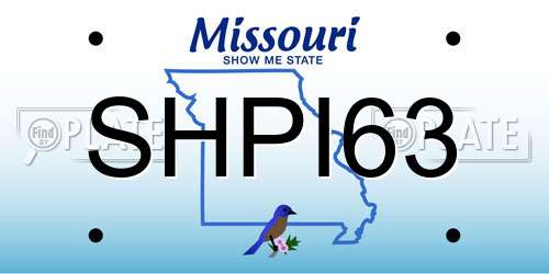 SHPI63 Missouri License Plate