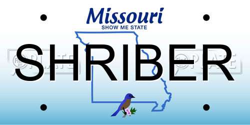 SHRIBER Missouri License Plate