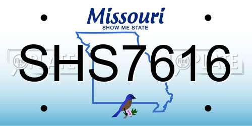SHS7616 Missouri License Plate