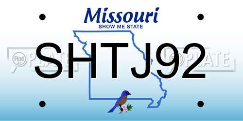 SHTJ92 Missouri License Plate