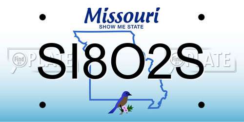 SI8O2S Missouri License Plate