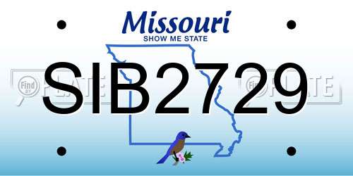 SIB2729 Missouri License Plate