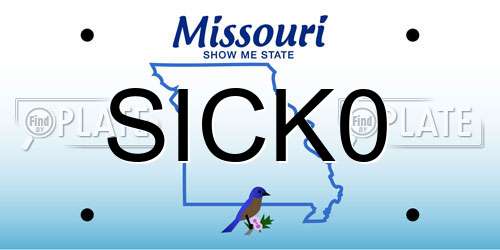 SICK0 Missouri License Plate