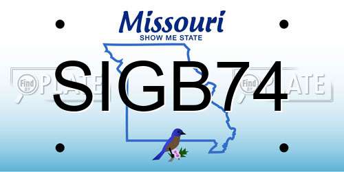 SIGB74 Missouri License Plate
