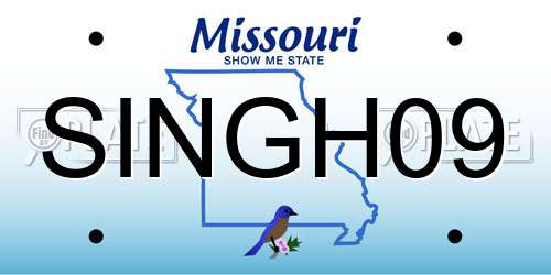 SINGH09 Missouri License Plate