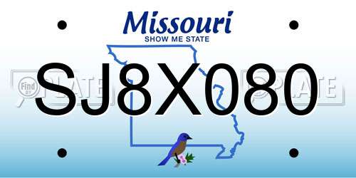 SJ8X080 Missouri License Plate
