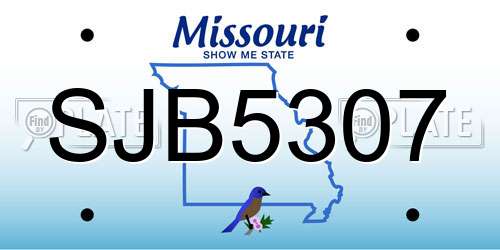 SJB5307 Missouri License Plate