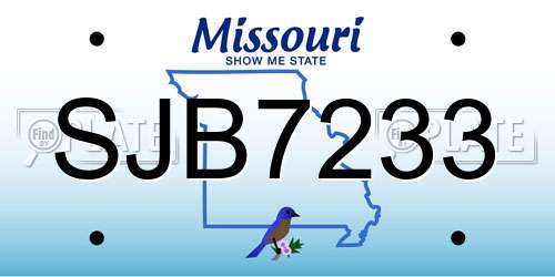 SJB7233 Missouri License Plate