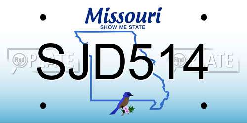 SJD514 Missouri License Plate