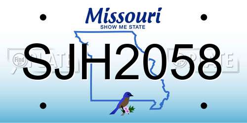 SJH2058 Missouri License Plate
