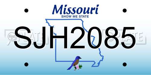 SJH2085 Missouri License Plate