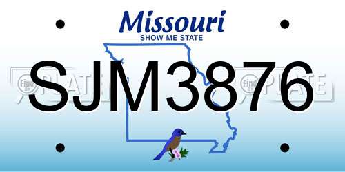 SJM3876 Missouri License Plate