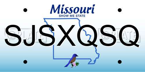 SJSXQSQ Missouri License Plate