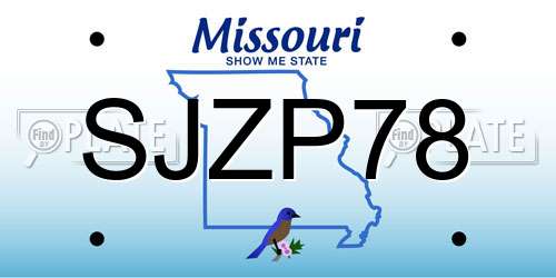SJZP78 Missouri License Plate