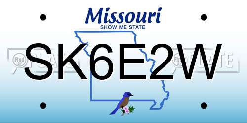 SK6E2W Missouri License Plate