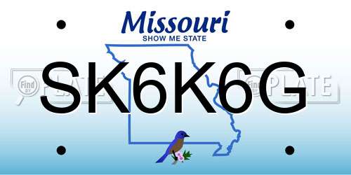 SK6K6G Missouri License Plate