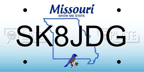 SK8JDG Missouri License Plate