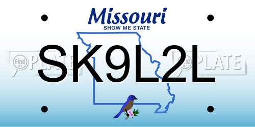 SK9L2L Missouri License Plate