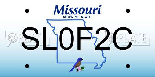 SL0F2C Missouri License Plate