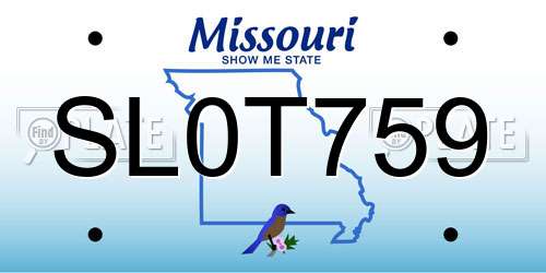 SL0T759 Missouri License Plate