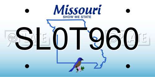 SL0T960 Missouri License Plate