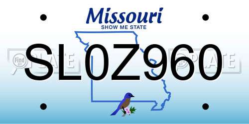 SL0Z960 Missouri License Plate