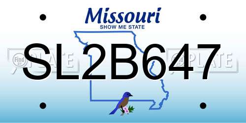 SL2B647 Missouri License Plate