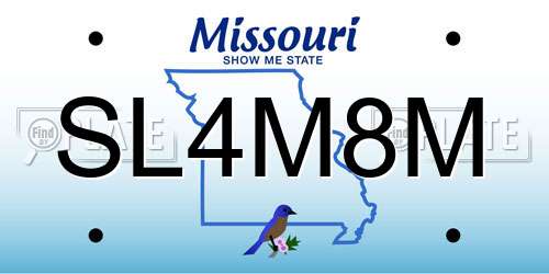SL4M8M Missouri License Plate