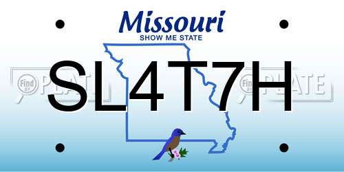 SL4T7H Missouri License Plate